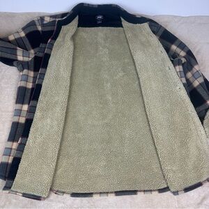 Vintage Sherpa Fleece Lined Shacket Plaid Long Sleeve Button‎ Up Mens Big XXL